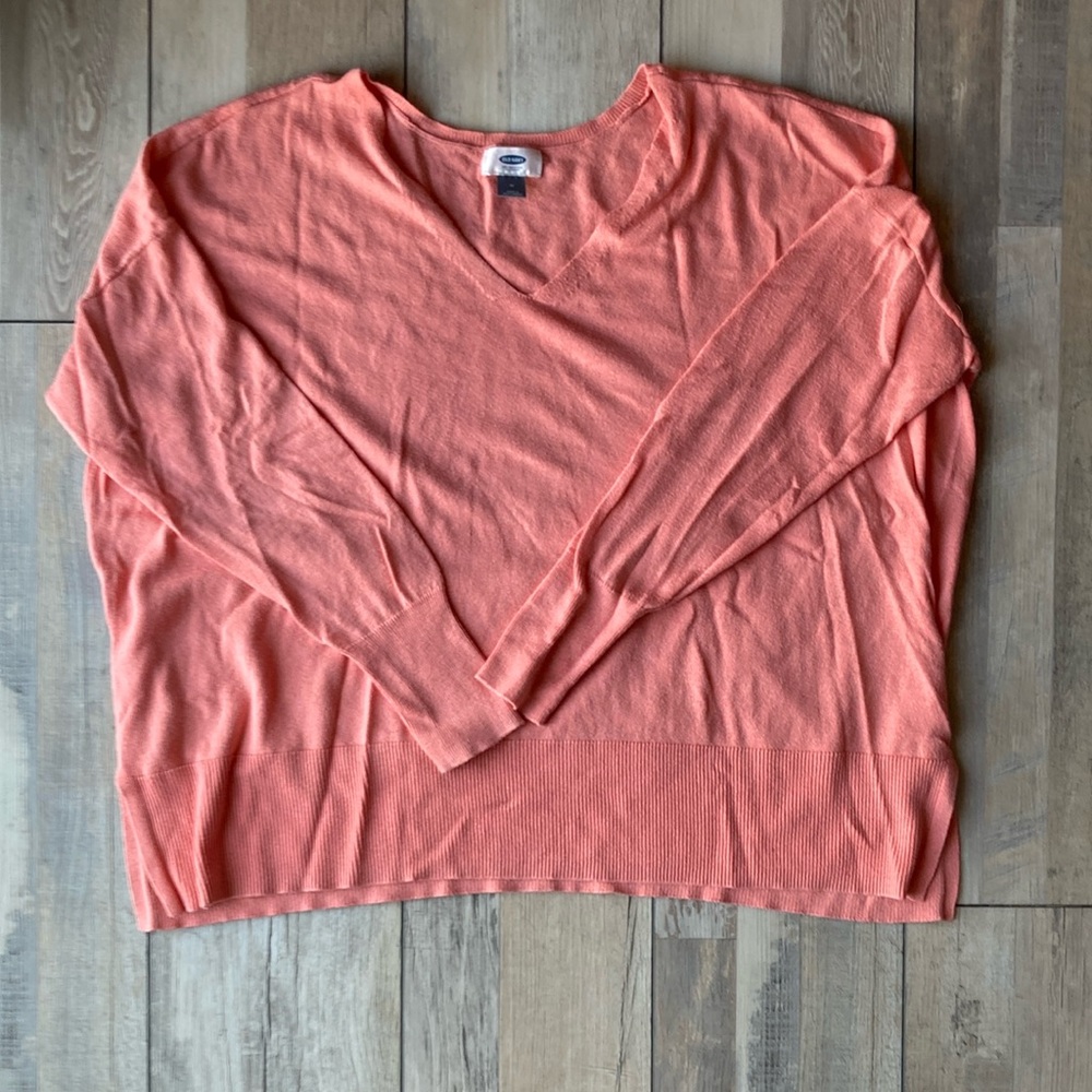 Coral V-Neck Sweater